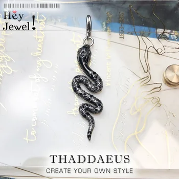 Veľkoobchod Nové Módne dámske Šperky Black Snake Prívesok Charm Fit Náramok, Náhrdelník Reťazca 925 Sterling Silver Krásne Šperky