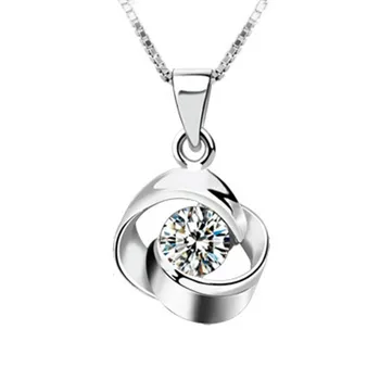 Veľkoobchod strieborné pozlátené módne lesklé crystal kolo dámy prívesok náhrdelník šperky žena krátke okno reťaz drop shipping