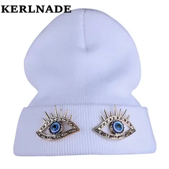 Veľkoobchod ženy novinka čiapky dievča štýl znakov zimné čiapky oči dizajn roztomilý čiapočku farbou tepelnej žena skullies