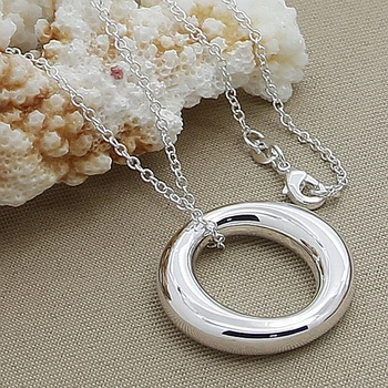 Veľkoobchodná Cena 925 Sterling Silver O Guľatý Tvar Náhrdelník Prívesok pre Ženy Klasické Šperky Darček