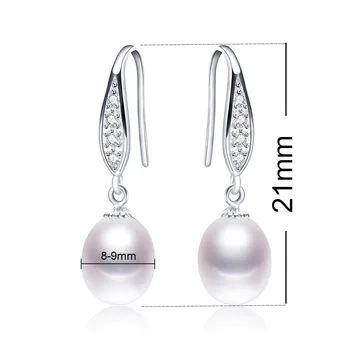 Veľkoobchodné Ceny Sladkovodná Perla Visieť Módne Náušnice Zirkón 925 Sterling Silver Drop Náušnice 2020 Nové Šperky Pre Ženy