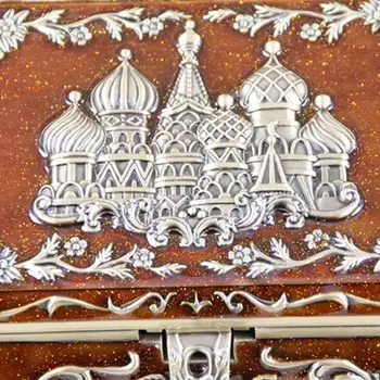 Veľkosť L Vintage Šperky Prípade Módne Šperky Box ruský Štýl Zinok-zliatiny Kovov Trinket Box Bronz, Smalt Prípade Skladovania