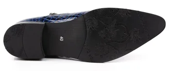 Veľká Veľkosť Eur46 Čierne / Hnedé Opálenie / Modrá Zips Pánske Členkové Topánky Pravej Kože Business Topánky Pánske Šaty Topánky
