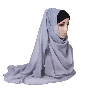 Veľká Veľkosť Šifón Moslimských Hijabs Ženy Šatku Šatku Pure Color Hidžáb Zábal Islamskej Priedušná Turban Šatkou Ženy Šatku
