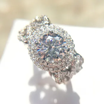 Veľké AAA Cubic Zirconia Zásnubné Prstene Veľkoobchod 925 Sterling Podiel Crystal Fashion CZ Kameň Svadobné Šperky Pre Ženy