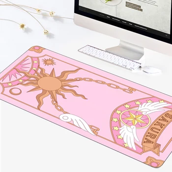 Veľké Anime Ružová Clow Karty Gamer Mousepad Roztomilý Kawaii XL Gumy Herné Podložka pod Myš Otaku Zamykanie Okraji Notebook Notebook Stôl Mat