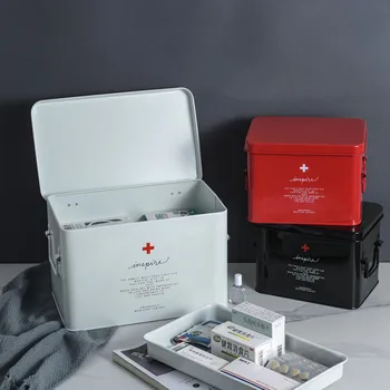 Veľké Medicíny Box Prenosný Domácnosti Prvej Pomoci Box, Multi-function Ambulantnej Skladovanie Multi-layer Prvej Pomoci, Lekárske Box Skladovanie