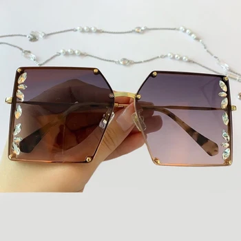 Veľké Námestie slnečné Okuliare Ženy, Luxusné Značky Diamanty Rám Klasické Slnečné Okuliare Pre Ženy UV400