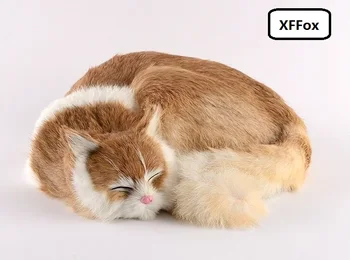 Veľké reálnom živote spiacu mačku model plastická a kožušín roztomilý žltá mačka bábika darček asi 29x31x10cm xf1422