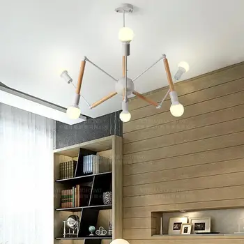 Veľký pavúk luster dreva osvetlenie moderného/nodic/loft luster Zelená/biela/čierna/hnedá/modrá povrch pre spálne obývacia izba