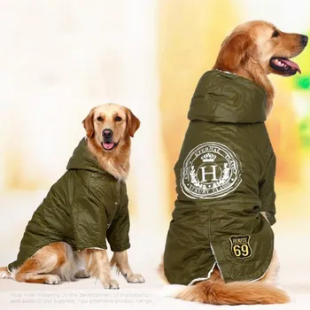 Veľký Pes Oblečenie Veľký Pes Kabát Zelenej Teplé Bavlna-polstrované Nohy Oblečenie Zahustiť Kabát s Kapucňou, Bunda Psie Oblečenie