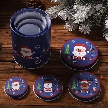 Vianoce, nový Rok, Vianoce plech plechovky Candy box Darček úložný box Cookie jar konzerve vianočné dekorácie pre domov 4pcs FZ185