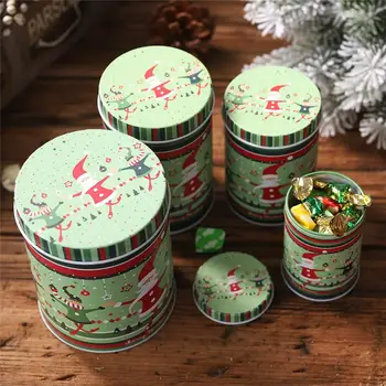 Vianoce, nový Rok, Vianoce plech plechovky Candy box Darček úložný box Cookie jar konzerve vianočné dekorácie pre domov 4pcs FZ185