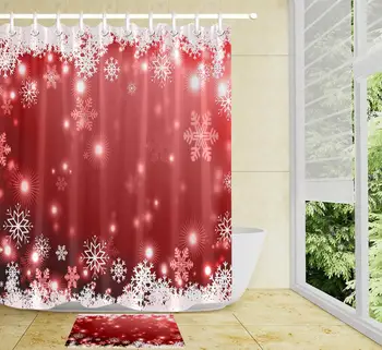 Vianočná Vločka Nepremokavé Kúpeľni Sprchový Záves Polyesterovej Tkaniny Odolné Kúpeľňa Anti-slip Mat Koberce, bytové Doplnky