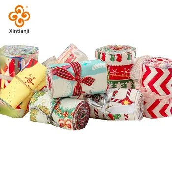 Vianočné Bavlna Twill Šitie Textílie Mix Farieb Calico Jelly Roll Handričkou DIY Materiál 6.5*110 cm TJ1146-BOX