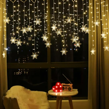 Vianočné Dekorácie LED Reťazec Blikajúce Svetlá na Čítanie Opony Nepremokavé Vonkajšie Strany náladové Osvetlenie EÚ/Plug NÁS