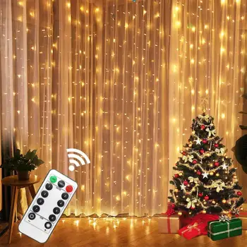 Vianočné Dekorácie pre Domov 3m 100/200/300 LED Záves String Svetlo Flash Víla Garland Šťastný Nový Rok 2021 Noel Navidad 2020