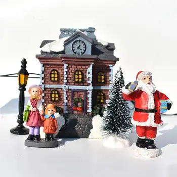 Vianočné Ozdoby Chata, 10-dielna Malý Dom Dekorácie Santa Claus Nastaviť Dekorácie, Ozdoby Detí, Domáce Dekorácie, Darčeky