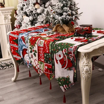 Vianočné Santa Snehuliak Stôl Runner Vlajka Obrus Placemat Strapec Výšivky