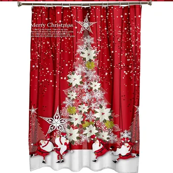 Vianočné Snehuliak Dekoratívne Tlač Sprchový Záves Nepremokavé tkaniny Tkaniny, Umývateľný Spálňa Sprchový Záves s Hákom