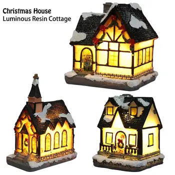 Vianočné Svetelné Kabíne Svetlá Živice Chata Miniatúrne Dom Nábytku LED Domu Vianočné Darčeky Osvetlenie Strany Domáce Dekorácie