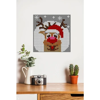 Vianočné Séria Los Pixel Mozaikové Umenie(48X48) MOC výtvarné Umenie Stavebné Bloky Maľované Pozadia Dekorácie Hobby Hračky Tehál Deti