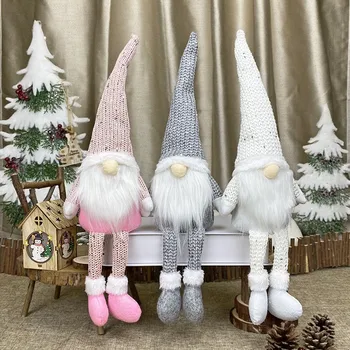 Vianočné Vlna Pletené Klobúk Gnome Darčeky Shopwindow Dekorácie Deti Prítomné Oblečenie Pre Bábiku, Domova Ozdoby Stola Santa Figuri