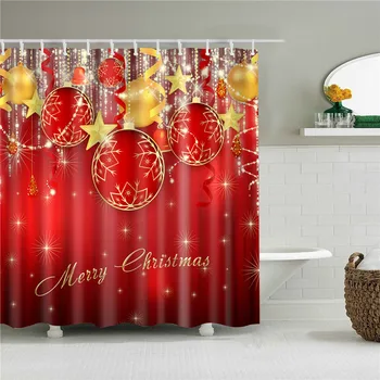 Vianočné Vytlačené Sprchový Záves Vaňa Obrazovky Pre Kúpeľňa Nepremokavé Polyesterové Tkaniny Vaňa Záclony Domáce Dekorácie