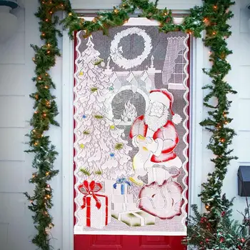 Vianočné Záclony Santa Doložka Tlač Sobov Vytlačené Opony Pre Spálne, Obývacia Izba, Detský Domov Hotel Dekoratívny Záves
