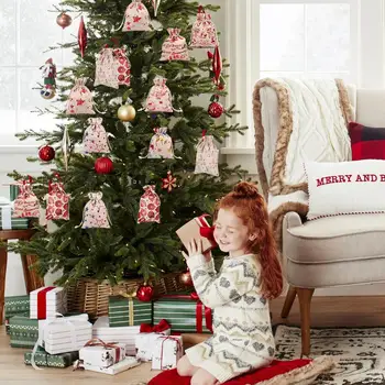 Vianočný Adventný Kalendár Candy Tašky Visí Vianočný Kalendár Veselé Vianočné Dekorácie Pre Domov Nový Rok 2021