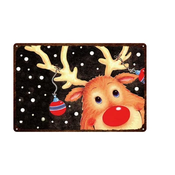 Vianočný Dekor Kov Wall Art Santa Claus Elk Harpy Dosky Kovové Ročník Vianočný Stromček Stenu Decor Doska Domov Šťastný Nový Rok