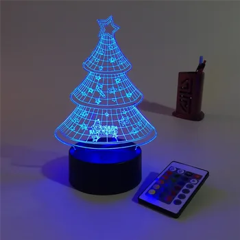 Vianočný Strom 3D ilúziu Visual Nočné Svetlo 7 Farieb Zmena LED Stolná Lampa Spálňa Domova Vianočný Darček