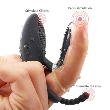 Vibračný Penis Masér Dual Mužského pohlavia krúžky Mieška Mravnosť Oneskorenie Ejakulácie Erotické, sexuálne hračky pre Mužov Pár Análny Plug