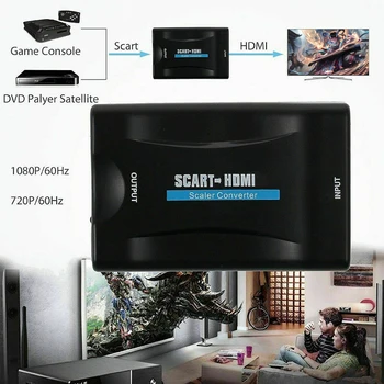 Video Audio Upscale Converter 1080P SCART HDMI HD TV Prijímač Plug and Play pre Office Starostlivosť Spotrebný materiál k Počítačom