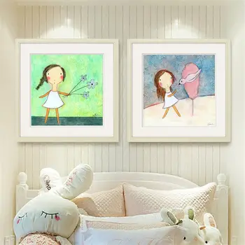 Vidieku Kreslené Ručne Maľované Umelecké Domova Plátno na Maľovanie pre Deti na Izbe Wall Art Decor Plagát Anime Obrázky