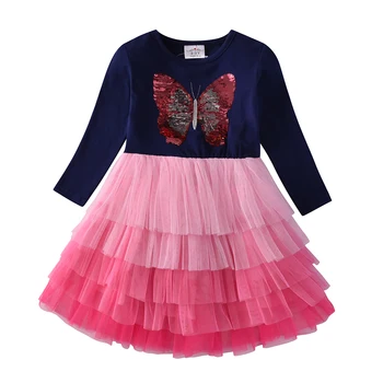 VIKITA Deti Šaty Pre Dievčatá Princezná Šaty Butterfly Sequin Deti Vianočný Kostým Jesenné a Zimné Šaty Pre Dievčatá Oblečenie