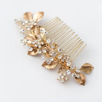 Vintage Gold Leaf Ženy Hlavový Most Svadobné Vlasy Viniča Špirála Crystal Kvetinový Svadobné Prom Headpiece Vlasy, Šperky