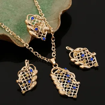 Vintage Kráľovná Nevesta Zlatá Farba Zirkón Kamienkami Čistý Dizajn S Príveskom, Náušnice, Náhrdelník Indické Šperky Sady Pre Ženy