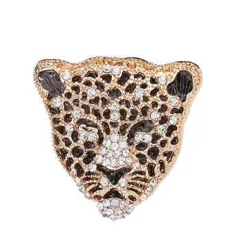 Vintage Leopard Škvrnitý Hlavou Tigra Zvierat Brošňa Pin Drahokamu Crystal Leopard Hlavu Kolíky a Brošne pre Ženy, Oblečenie, Šperky