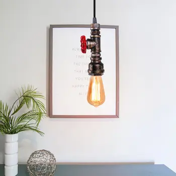 Vintage Loft Priemyselná Žehlička vodovodné Potrubia Prívesok Lampa Retro E27 LED Prívesok Svetlo Bar, Reštaurácia, Kuchyňa Spálňa Závesné Osvetlenie