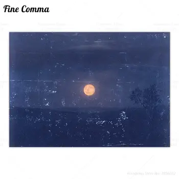 Vintage Mesiac Maľovanie Moonlight Múr Umenia Plagátu Plátno Tlačiť Anqitue Tretie Noc Je Obloha Modrá Frederic Edwin Cirkvi Staré Mesiac Umenie