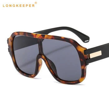 Vintage Nadrozmerné Okuliare Ženy 2020 Módne Flat Top Leopard Čierne Slnečné Okuliare Mužov Značky Dizajn Retro Okuliare UV400 okulary