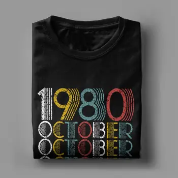 Vintage októbra 1980 T-Shirts Muži 40 Rokov 40. Narodeninám Vintage Tee Tričko Krátky Rukáv T Shirt Darček Oblečenie