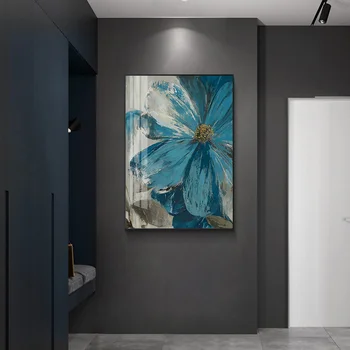 Vintage Poster Modrá Farba Kvetov Plátno na Maľovanie Abstraktné Kvitne Život Botanická Tlač Wall Art Obrázok pre Obývacia Izba Dekor