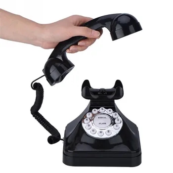 Vintage Retro Pozemné Telefón pre Domáce Kancelárie staromódnou Šnúrový Telefón s Klasickým Bell Tlačidlo Technológie - Black