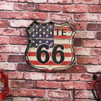 Vintage USA Route 66 Neónový nápis Dekoratívne LED Kovové Známky Vysokej Kvality, Bar, Klub, Kaviareň v Stene Visí Umenie Domáce Dekorácie Svetla A837