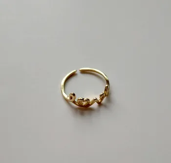 Vintage Zlatá Farba kórejská verzia 925 sterling silver LÁSKA krúžok jednoduché módy otvoriť krúžok Jemné Šperky