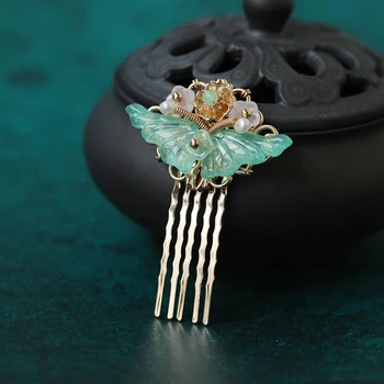 Vintage Zlatá Farba Pearl Flower Headpiece Svadobné Svadobné Doplnky do Vlasov Motýlích Krídel Vlasy, Hrebene Kolíky Šperky pre Ženy Darček