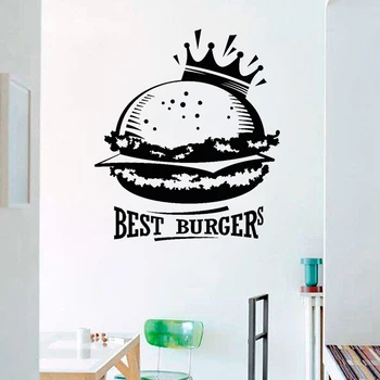 Vinyl na Stenu Odtlačkový Najlepšie Hamburgery Koruny Fast Food Kaviareň Dekor Samolepky na Stenu hamburger reštaurácia Kuchyňa Dekorácie, doplnky C036