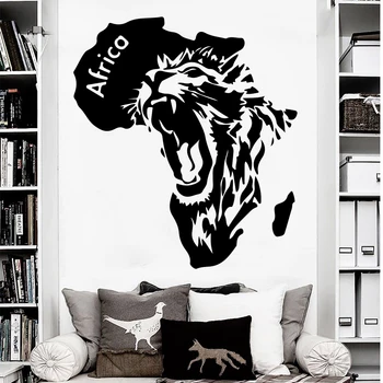 Vinyl Umenie Stenu Safari Zvierat Lev Stenu, Nálepky Veľký Africký Mapu Lev Abstraktné Plagát Nástenná Maľba Roztomilý Módne Obtlačky W758